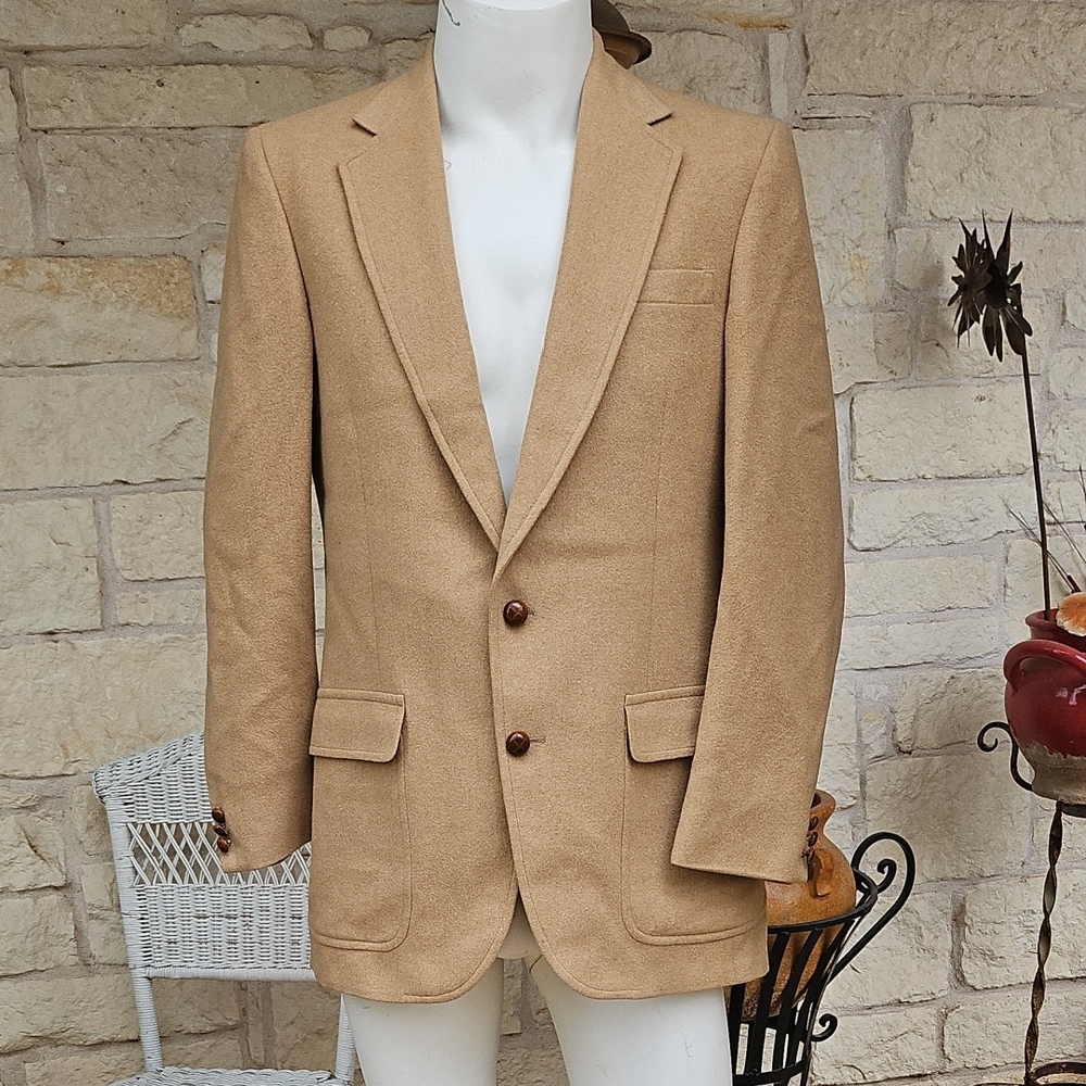 Vtg Barrister 100% Wool Camel Hair Sport Coat Suit Jacket Blazer Pit To Pit 20"